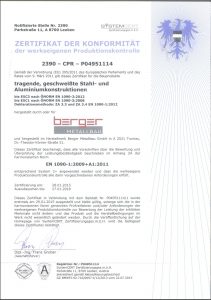 Zertifizierung EN 1090-1 EXC3
